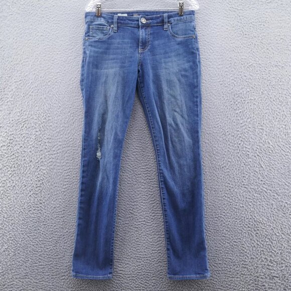 Kut from the Kloth Womens Catherine Boyfriend Jeans 4 Blue Mid Rise Distressed - Picture 1 of 11